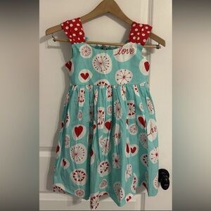 Jelly The Pug Tunic Top Girls Size 14 Red Hearts Sleeveless Aqua Teal